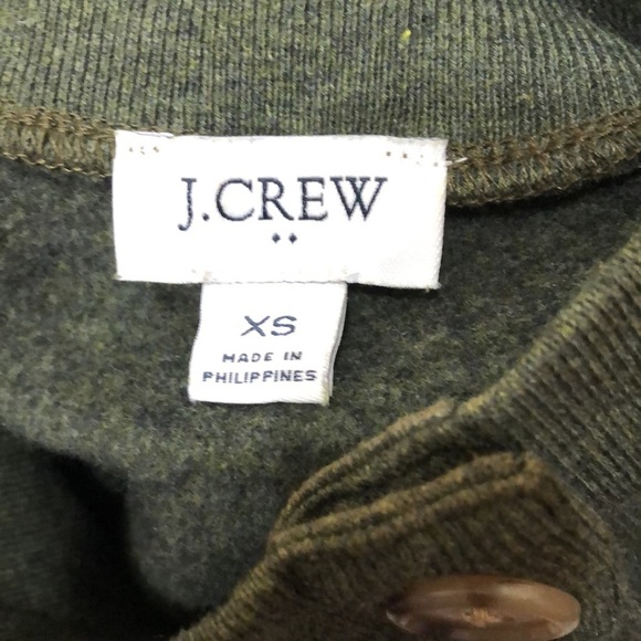 J Crew Wide Button Collar Sweatshirt Size XS Forest Green Cloudspun Fleece - Picture 6 of 11